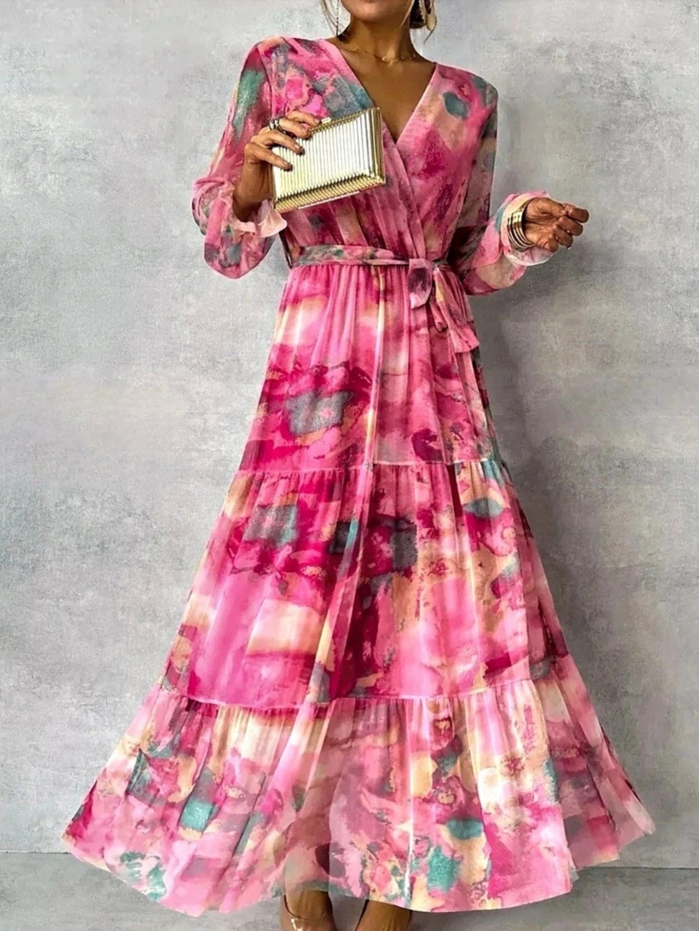 Print Wrap Maxi Dress